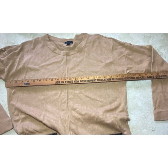 Ann Taylor Factory Womens Tan Pullover Sweater W/ Faux Leather Pockets XS/S - Picture 5 of 6